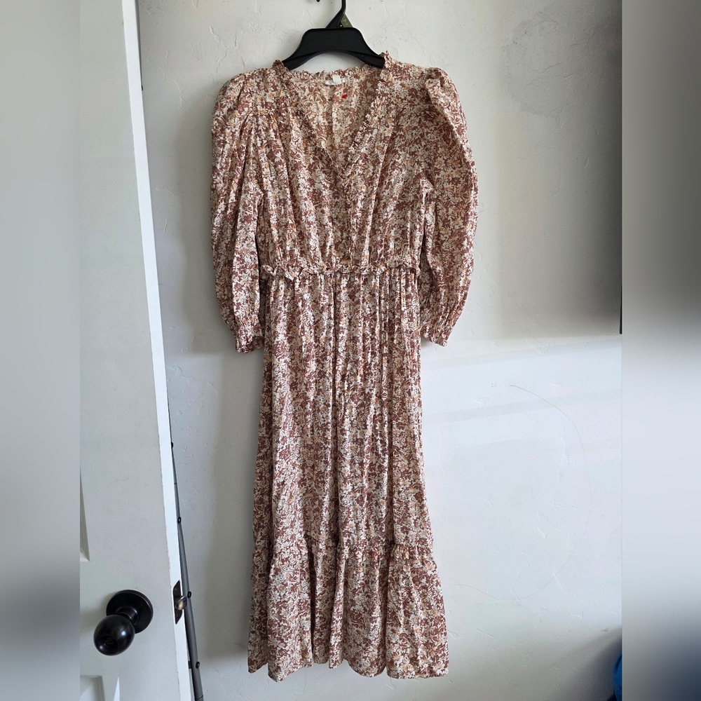 Blu Pepper Floral Maxi Dress in Blush and Tan